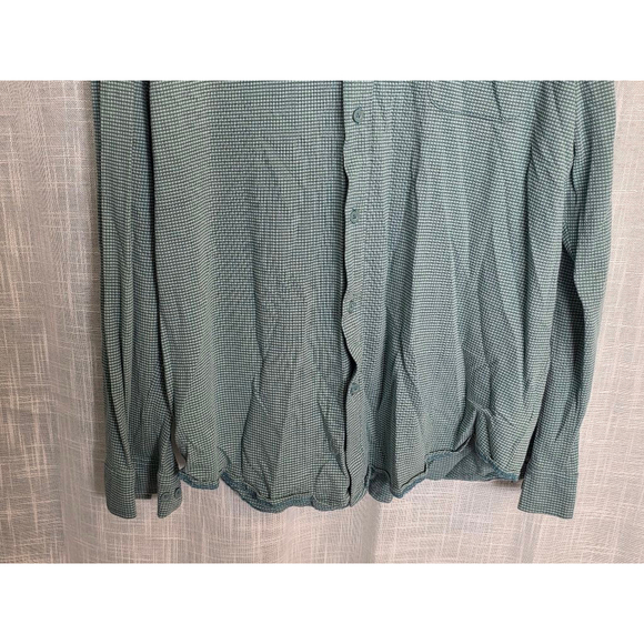 Men's Falcon Point Button-Down Shirt, Size L, Green and white checkers - Picture 2 of 6